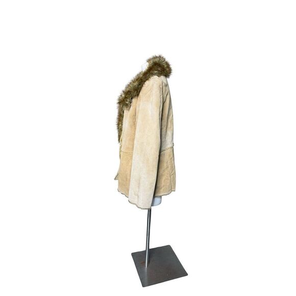 Vintage Y2K St. John’s Bay camel penny lane suede coat with fur trim size XL - Picture 2 of 13